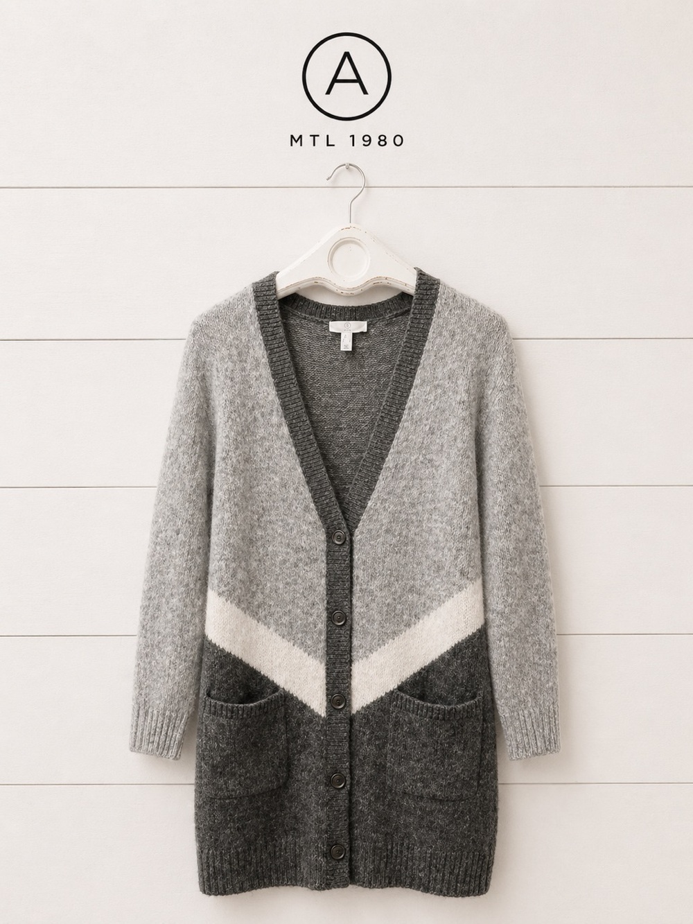 ADDITION  ELLE Gray & White long cardigan size X